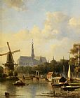 Everhardus Koster A View of Haarlem with St Bavo Cathedral from the River painting